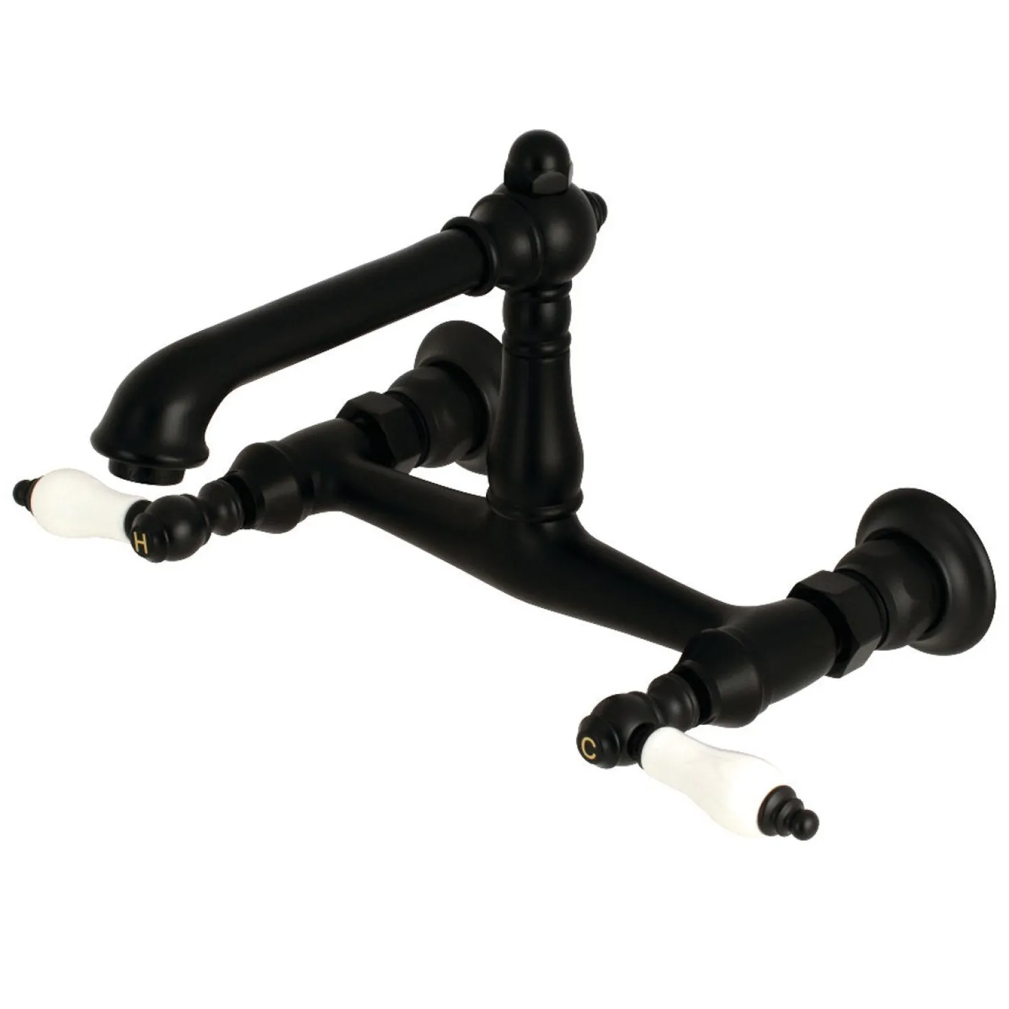 Kingston Brass English Country 2-Hole Wall Mount Bathroom Faucet