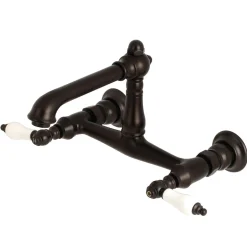 Kingston Brass English Country 2-Hole Wall Mount Bathroom Faucet