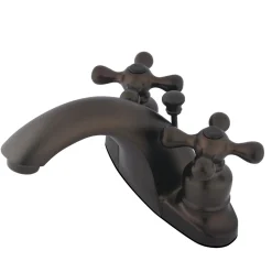 Kingston Brass English Country Two Handle 4" Centerset Lavatory Faucet with Retail Pop-up in Oil Rubbed Bronze