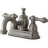 Kingston Brass English Country 4" Centerset Lavatory Faucet with Metal Lever Handle and Heritage Spout