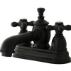 Kingston Brass English Country 4" Centerset Lavatory Faucet with Heritage Spout and Metal Cross Handle