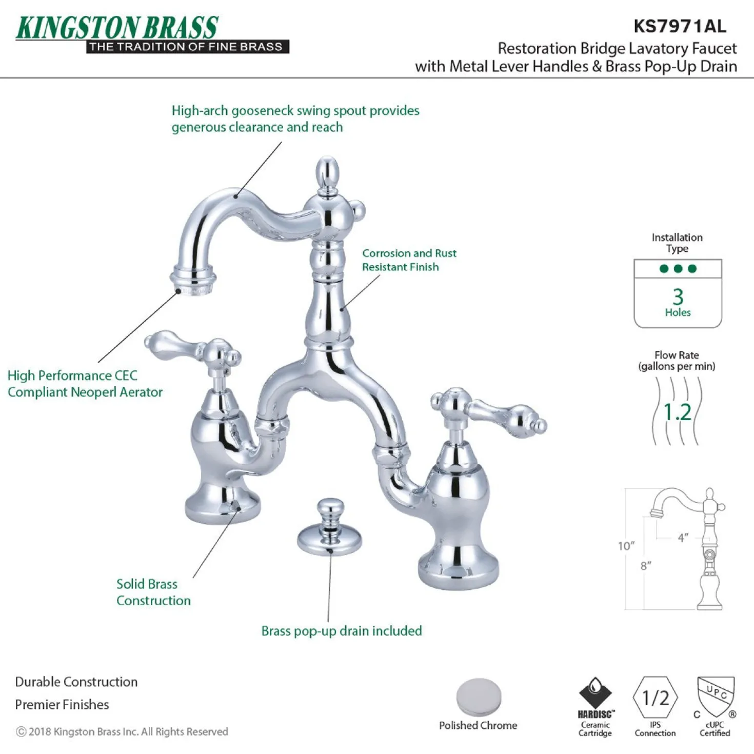 Kingston Brass English Country Bathroom Bridge Faucet