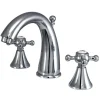 Kingston Brass English Country 8" to 16" Widespread Two Handle Lavatory Faucet with Brass Pop-up