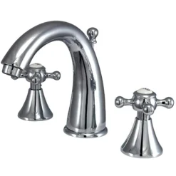 Kingston Brass English Country 8" to 16" Widespread Two Handle Lavatory Faucet with Brass Pop-up