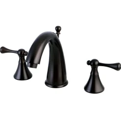 Kingston Brass English Country Two Handle 8" to 16" Widespread Lavatory Faucet with Brass Pop-up