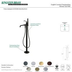 Kingston Brass English Country Single Handle Freestanding Roman Tub Filler with Hand Shower