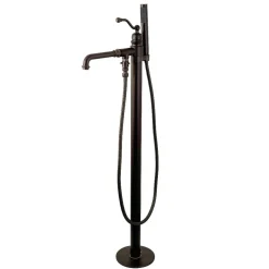 Kingston Brass English Country Single Handle Freestanding Roman Tub Filler with Hand Shower