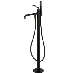 Kingston Brass English Country Single Handle Freestanding Roman Tub Filler with Hand Shower