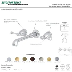 Kingston Brass English Country Wall Mount 8-Inch Center Roman Tub Filler