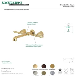 Kingston Brass English Country 8-Inch Center Wall Mount Roman Tub Filler