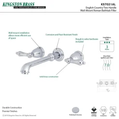Kingston Brass English Country 8-Inch Center Wall Mount Roman Tub Filler