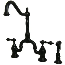 Kingston Brass English Country Kitchen Bridge Faucet with Brass Sprayer