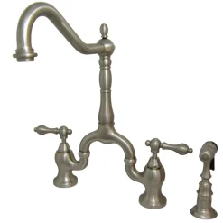 Kingston Brass English Country Kitchen Bridge Faucet with Brass Sprayer