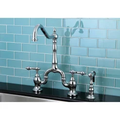 Kingston Brass English Country Kitchen Bridge Faucet with Brass Sprayer