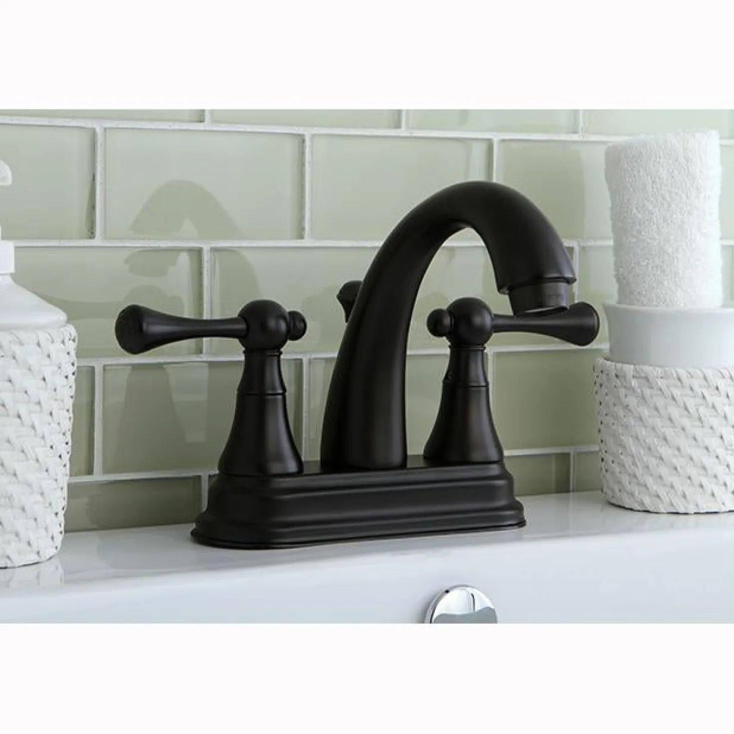 Kingston Brass English Vintage 4" Centerset Lavatory Faucet with Brass Pop-up and Two Handle