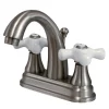 Kingston Brass English Vintage Two Handle 4" Centerset Lavatory Faucet with Brass Pop-up Drain