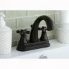 Kingston Brass English Vintage Two Handle 4" Centerset Lavatory Faucet with Brass Pop-up