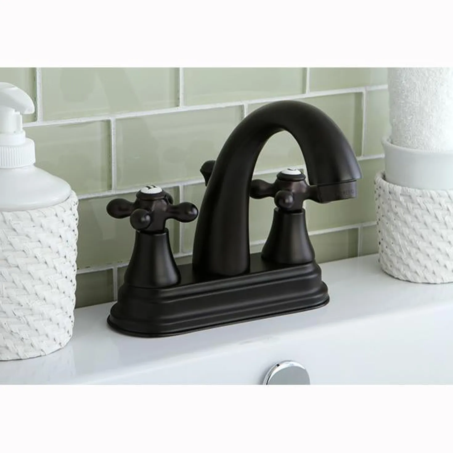 Kingston Brass English Vintage Two Handle 4" Centerset Lavatory Faucet with Brass Pop-up