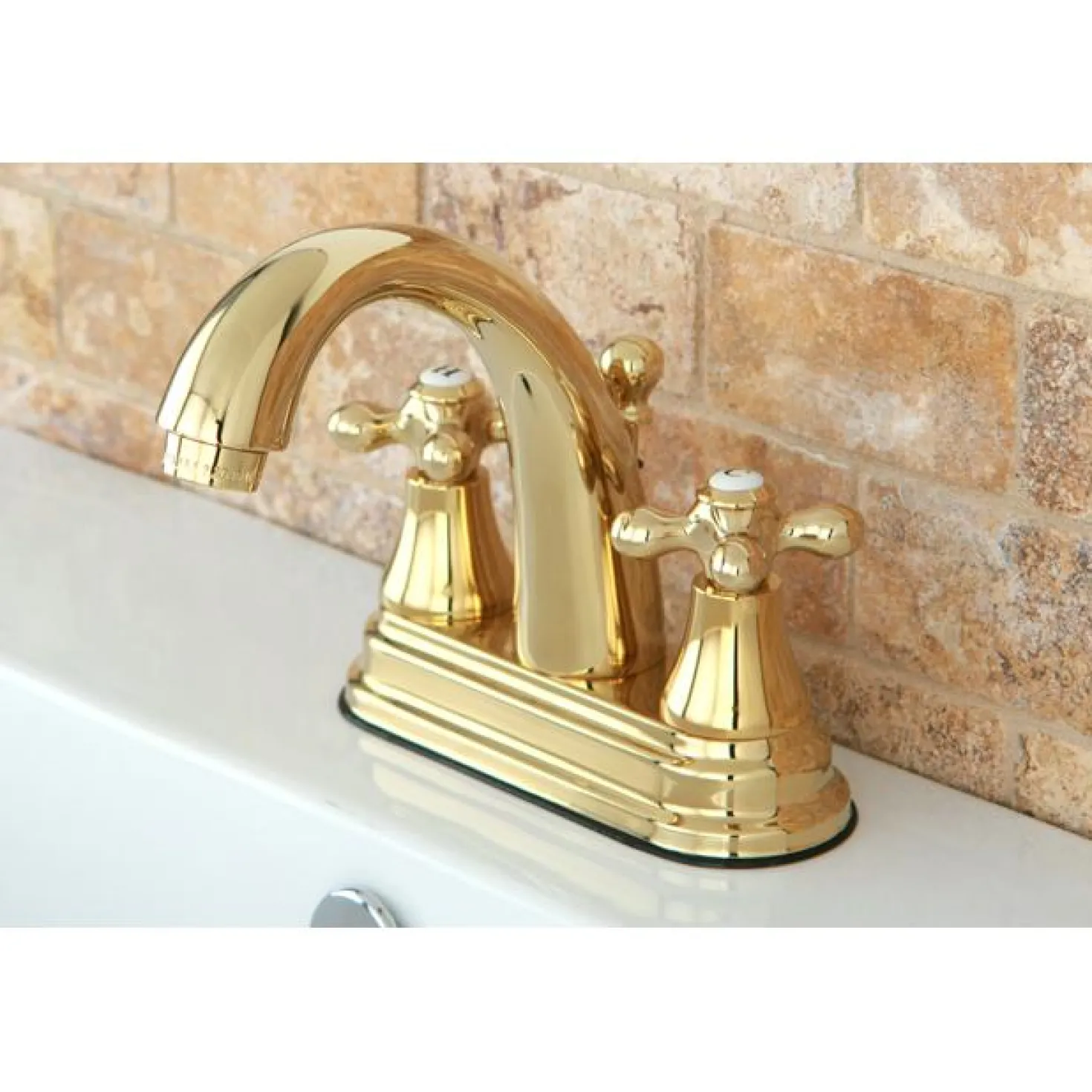 Kingston Brass English Vintage Two Handle 4" Centerset Lavatory Faucet with Brass Pop-up