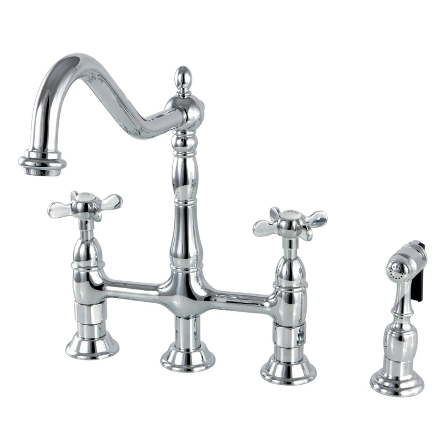 Kingston Brass Essex Classic 8" Centerset Kitchen Faucet with Brass Sprayer