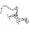 Kingston Brass Essex Cross-Handle 6-Inch Adjustable Center Wall Mount Kitchen Faucet