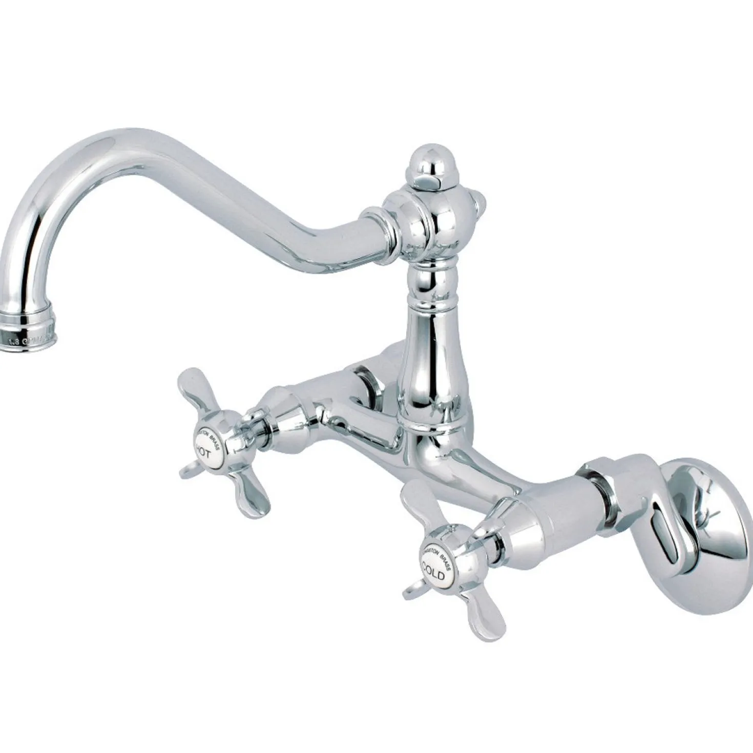 Kingston Brass Essex Cross-Handle 6-Inch Adjustable Center Wall Mount Kitchen Faucet