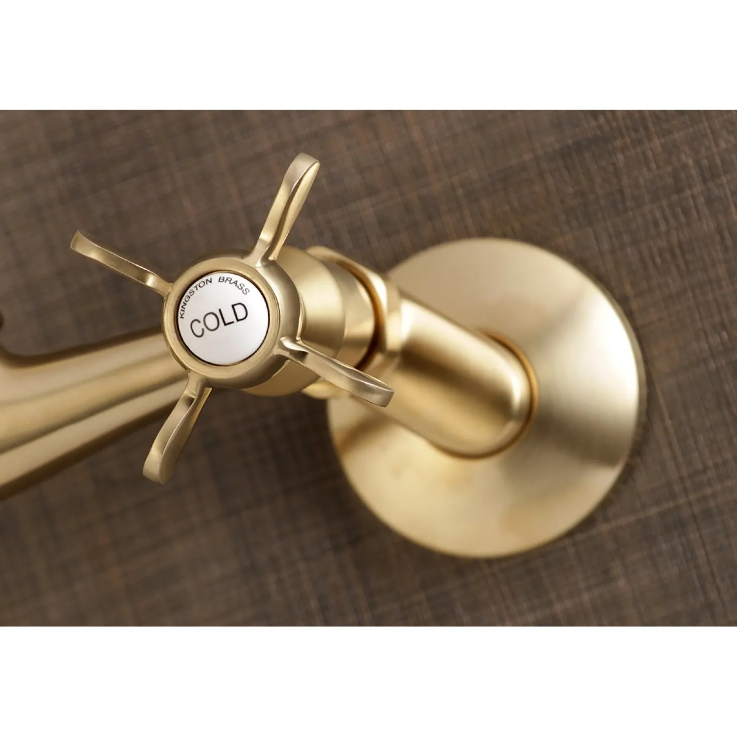 Kingston Brass Essex Cross-Handle 6-Inch Adjustable Center Wall Mount Kitchen Faucet