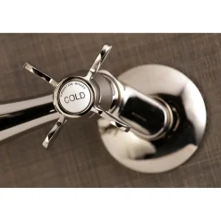 Kingston Brass Essex Cross-Handle 6-Inch Adjustable Center Wall Mount Kitchen Faucet