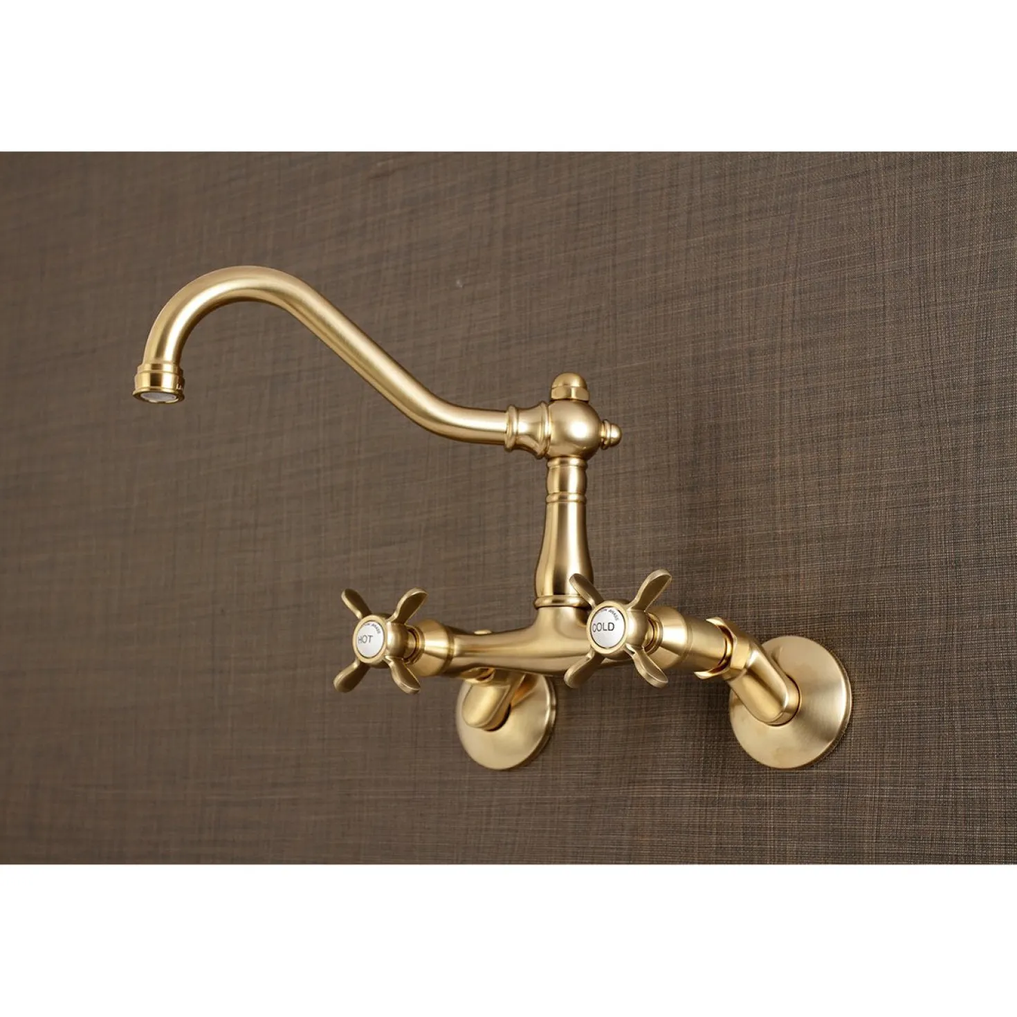 Kingston Brass Essex Cross-Handle 6-Inch Adjustable Center Wall Mount Kitchen Faucet