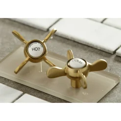 Kingston Brass Essex Cross-Handle 6-Inch Adjustable Center Wall Mount Kitchen Faucet