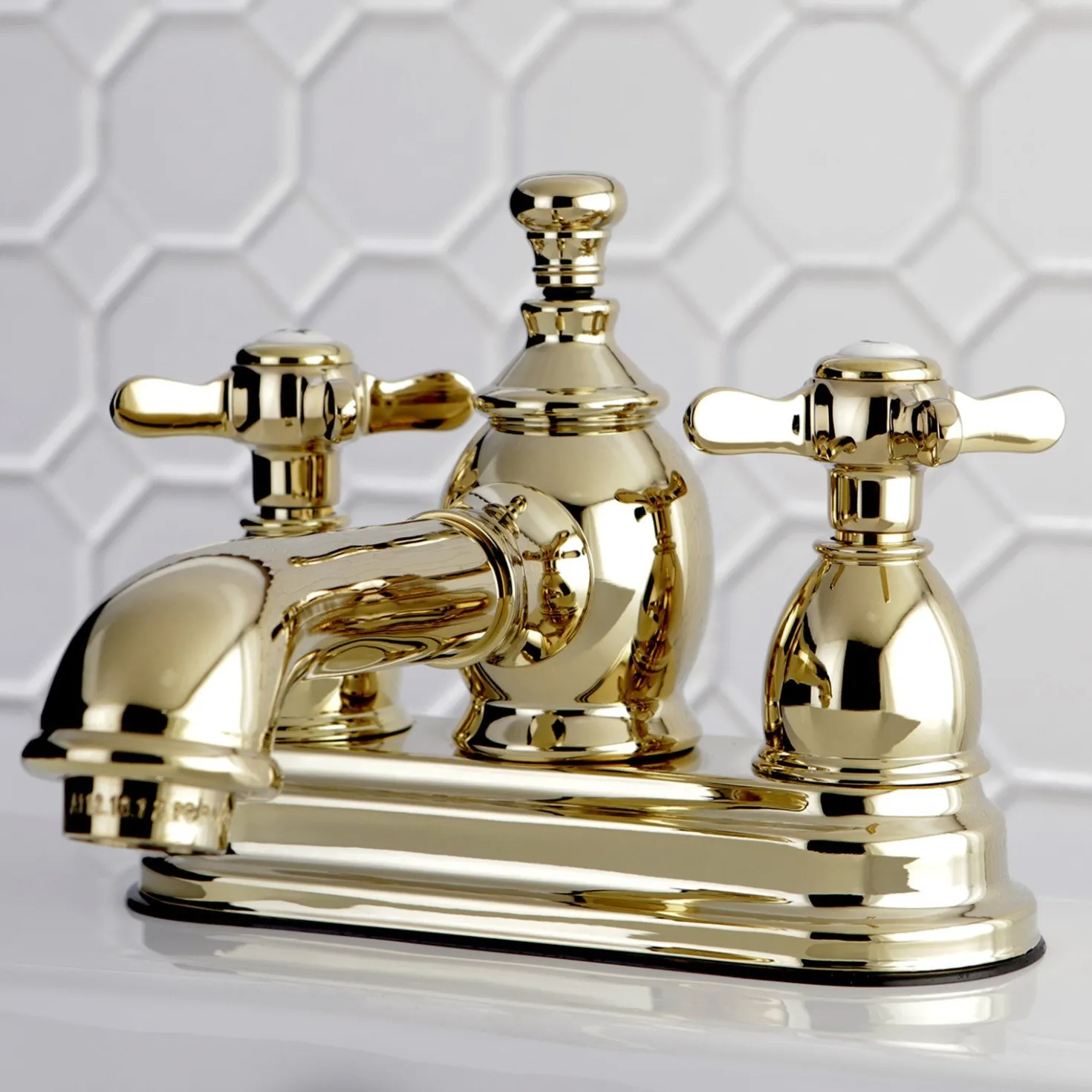 Kingston Brass Essex Deck Mount 4" Centerset Lavatory Faucet with Brass Pop-up