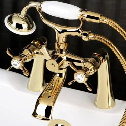Kingston Brass Essex Deck Mount Clawfoot Tub Filler with Hand Shower