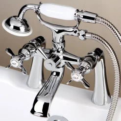Kingston Brass Essex Deck Mount Clawfoot Tub Filler with Hand Shower