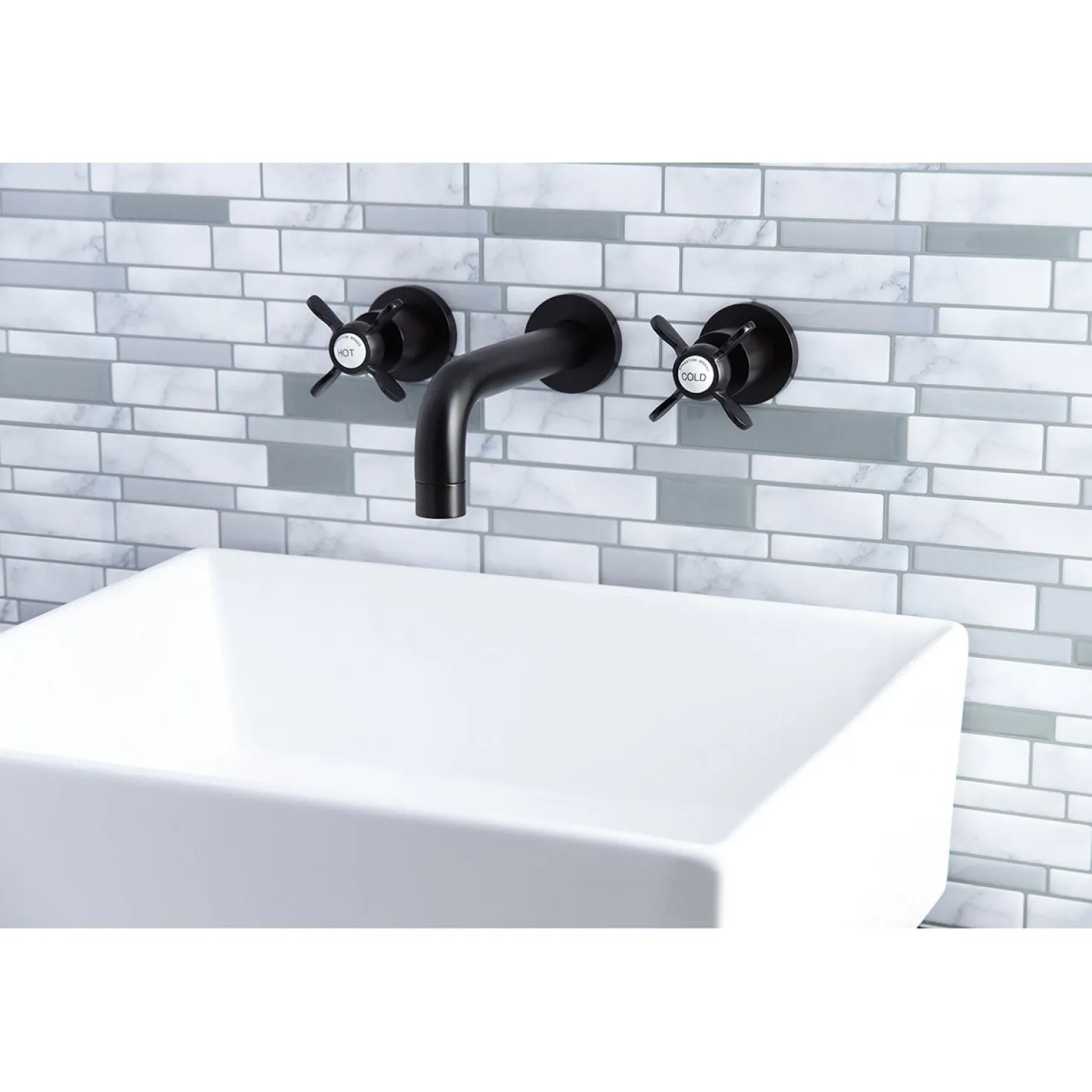 Kingston Brass Essex 2-Handle 8-Inch Wall Mount Bathroom Faucet
