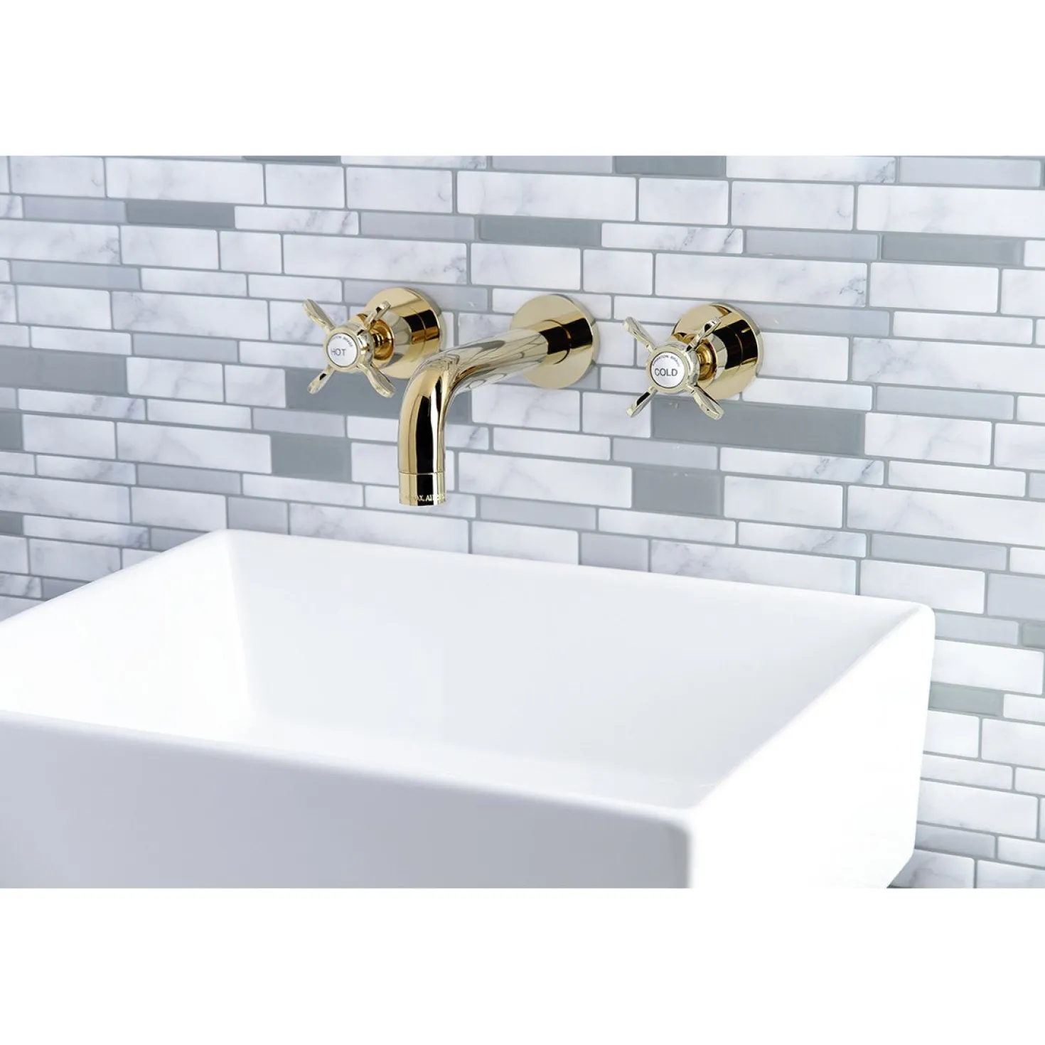 Kingston Brass Essex 2-Handle 8-Inch Wall Mount Bathroom Faucet