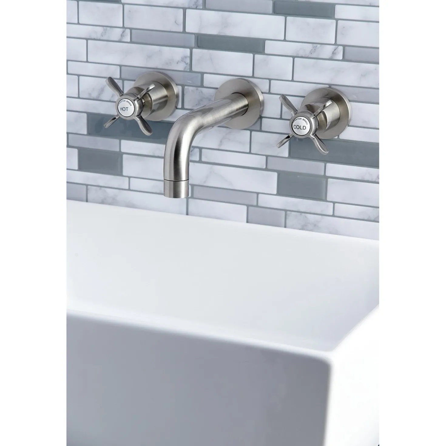 Kingston Brass Essex 2-Handle 8-Inch Wall Mount Bathroom Faucet