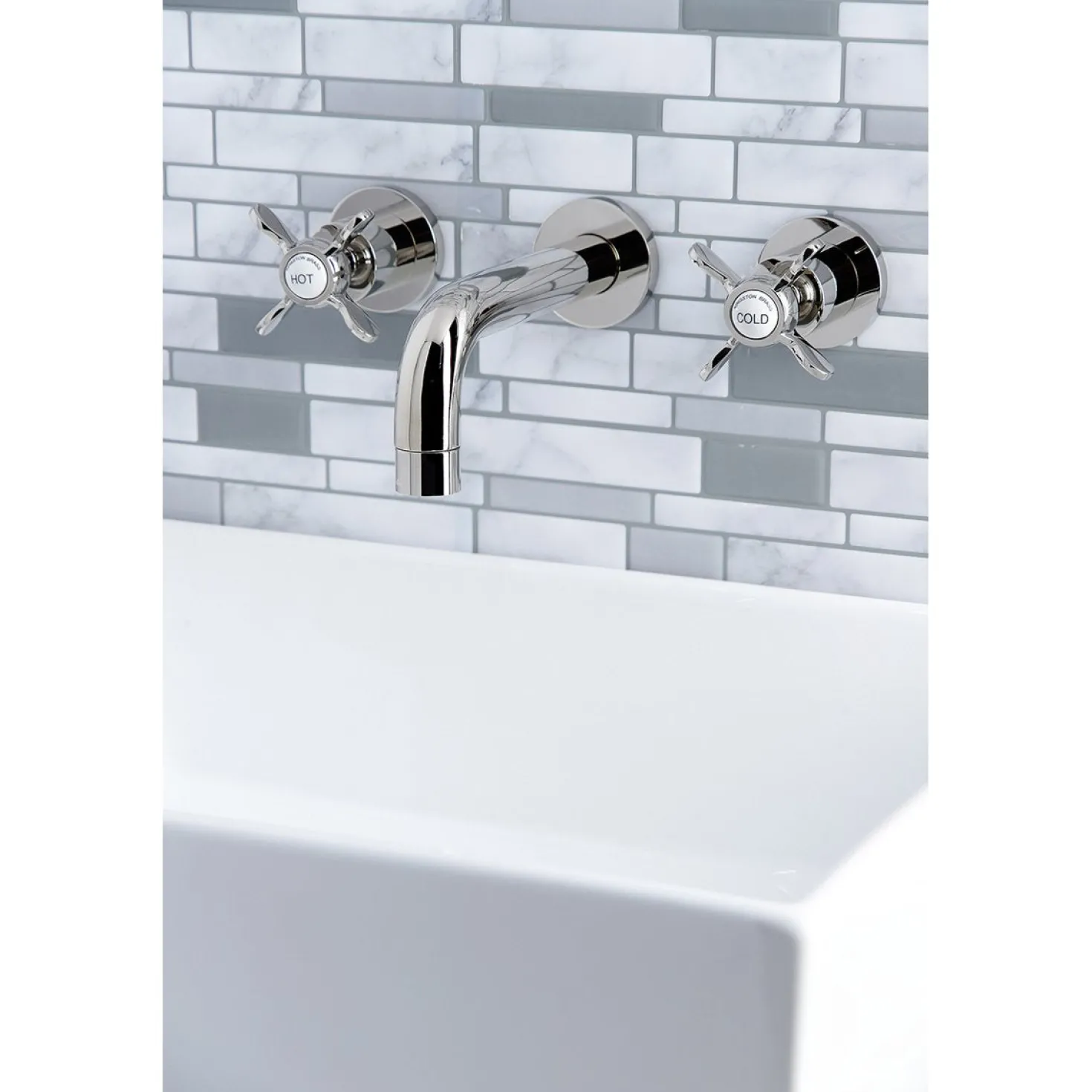 Kingston Brass Essex 2-Handle 8-Inch Wall Mount Bathroom Faucet