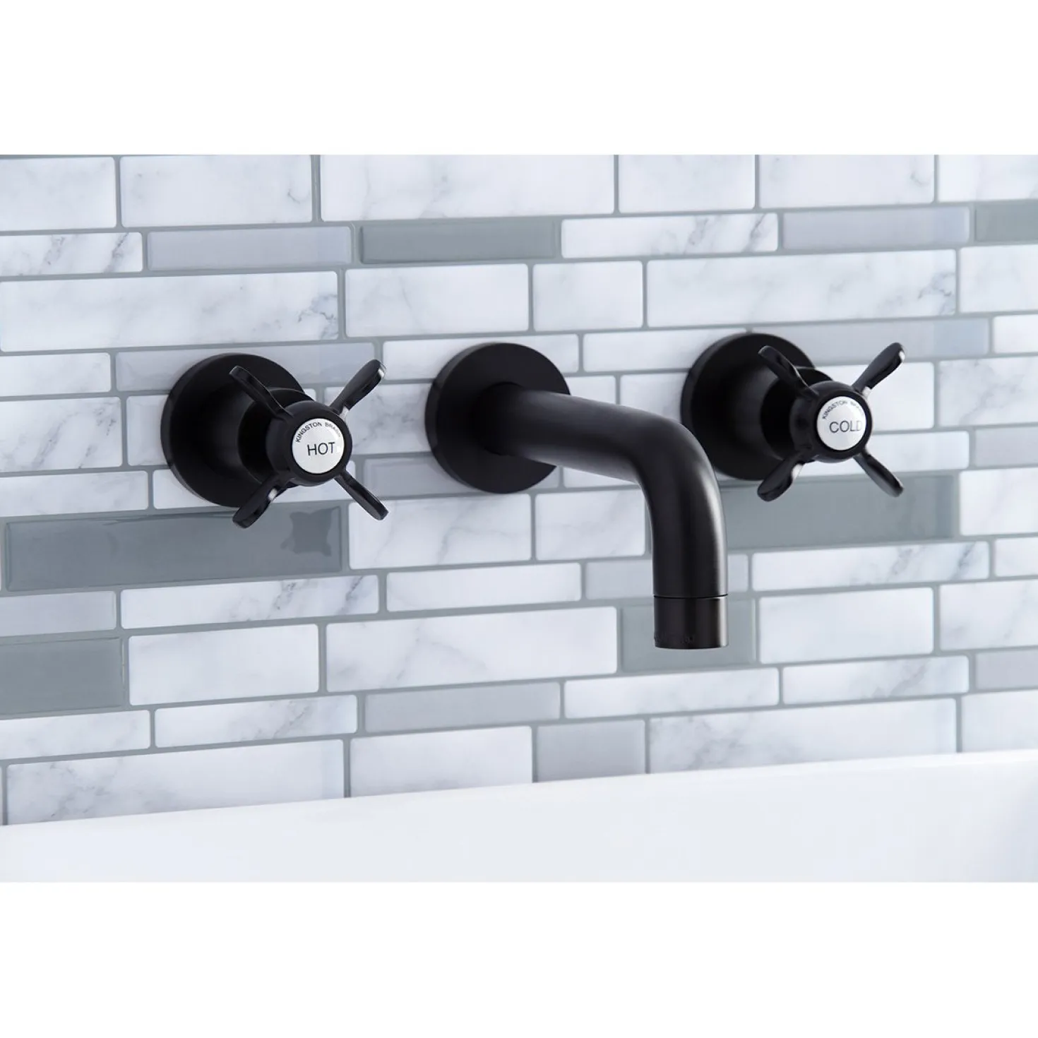 Kingston Brass Essex 2-Handle 8-Inch Wall Mount Bathroom Faucet