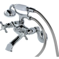 Kingston Brass Essex 2-Handle Wall Mount Clawfoot Tub Faucet with Hand Shower