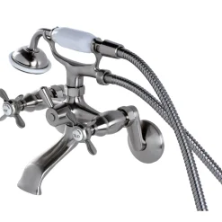 Kingston Brass Essex 2-Handle Wall Mount Clawfoot Tub Faucet with Hand Shower