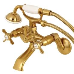 Kingston Brass Essex 2-Handle Wall Mount Clawfoot Tub Faucet with Hand Shower