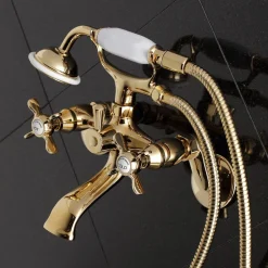 Kingston Brass Essex 2-Handle Wall Mount Clawfoot Tub Faucet with Hand Shower