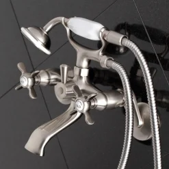 Kingston Brass Essex 2-Handle Wall Mount Clawfoot Tub Faucet with Hand Shower