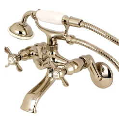Kingston Brass Essex 2-Handle Wall Mount Clawfoot Tub Faucet with Hand Shower