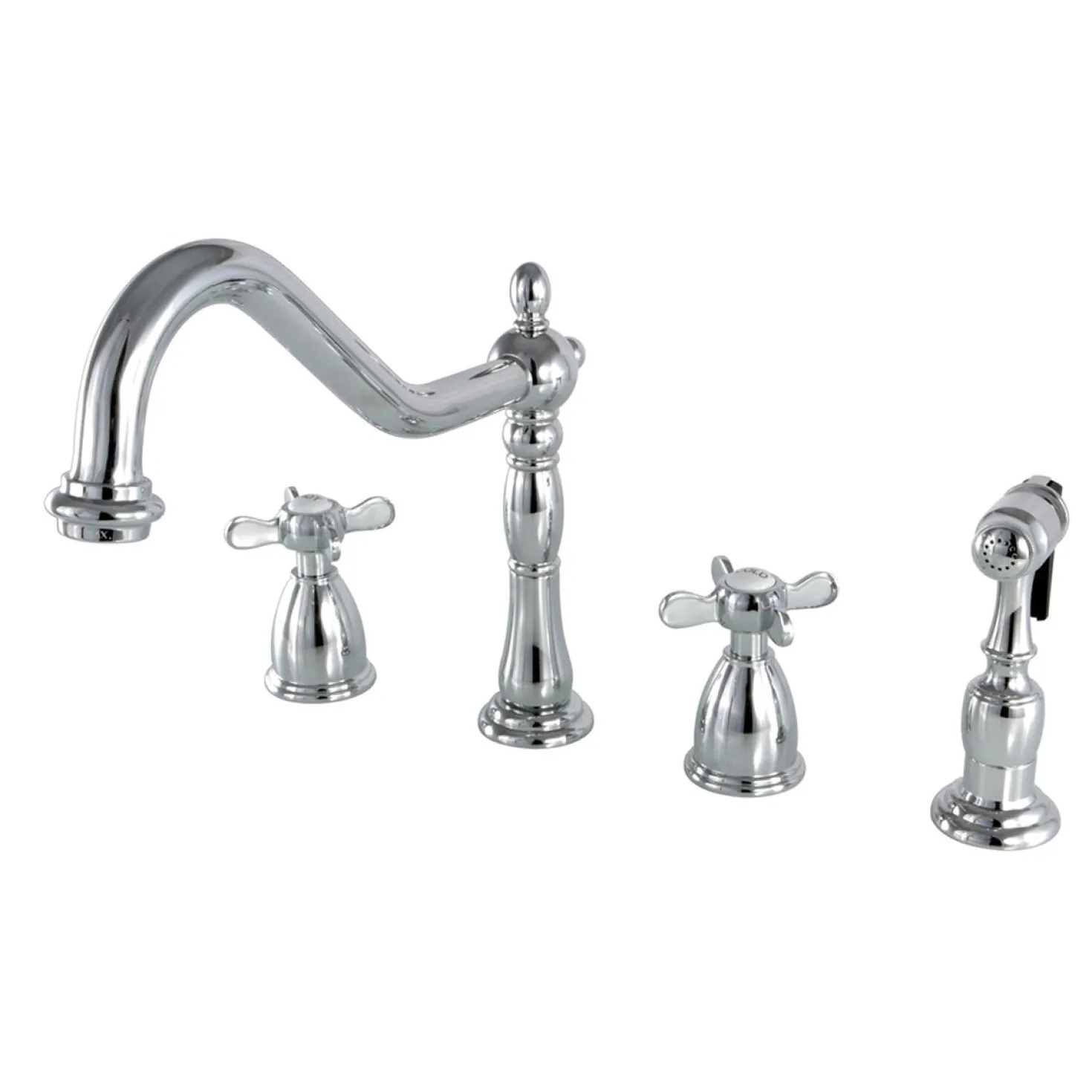 Kingston Brass Essex 8" to 16" Widespread Kitchen Faucet with Brass Sprayer