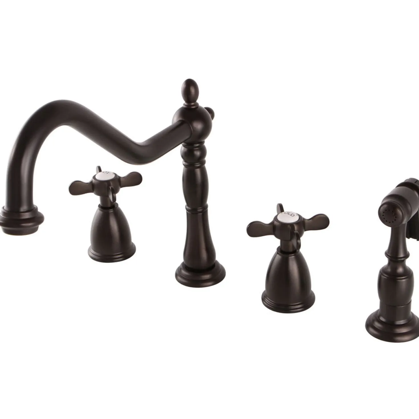 Kingston Brass Essex 8" to 16" Widespread Kitchen Faucet with Brass Sprayer