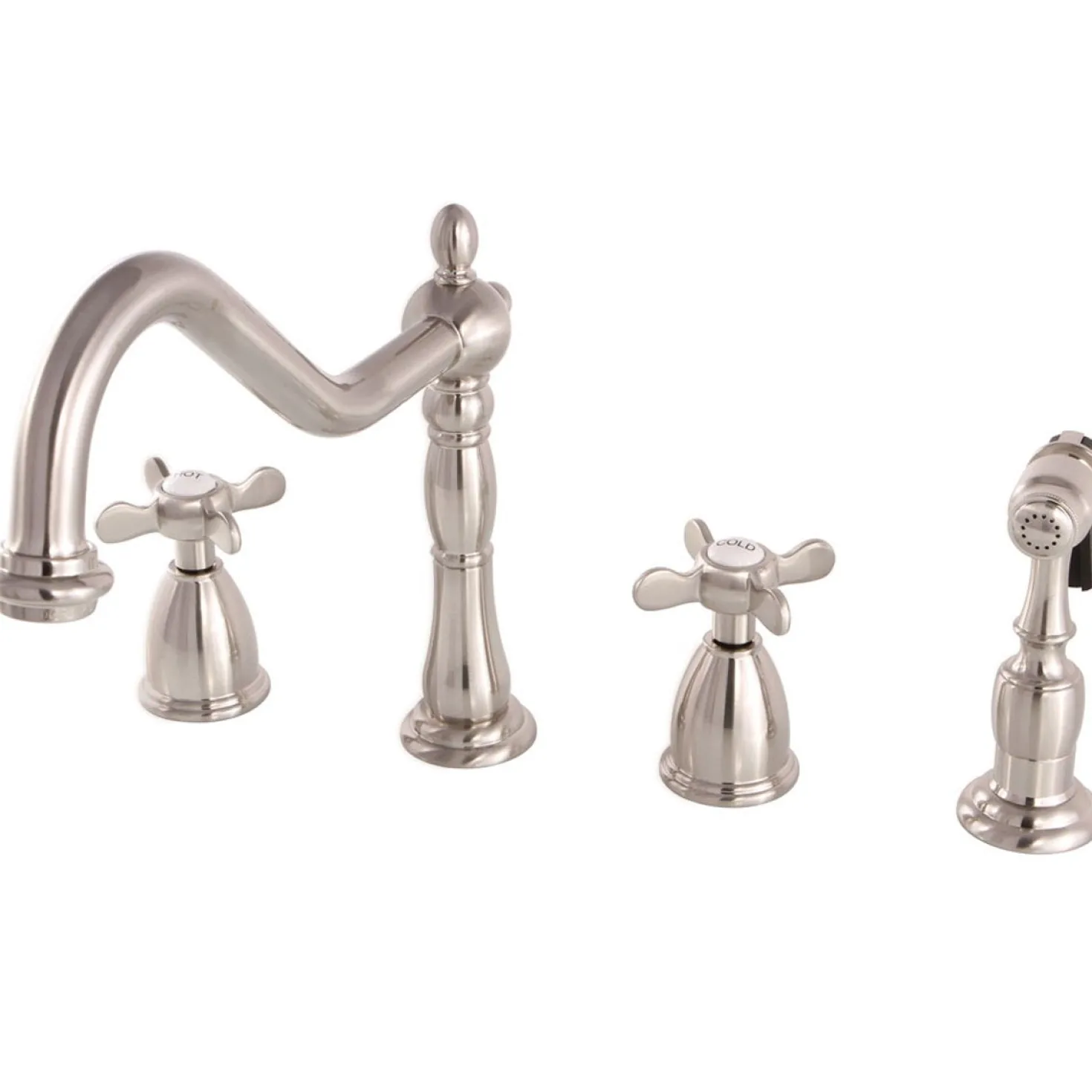 Kingston Brass Essex 8" to 16" Widespread Kitchen Faucet with Brass Sprayer