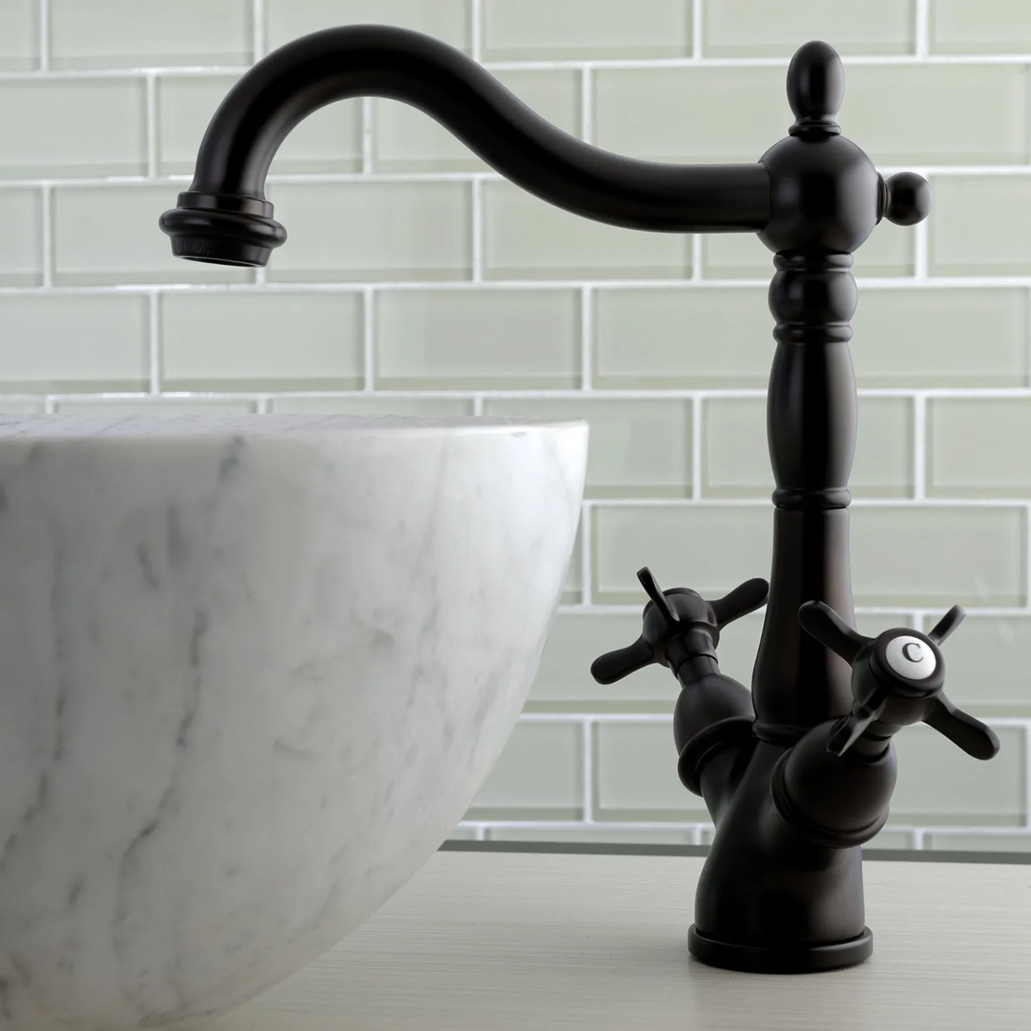 Kingston Brass Essex Vessel Sink Faucet with Deck Plate