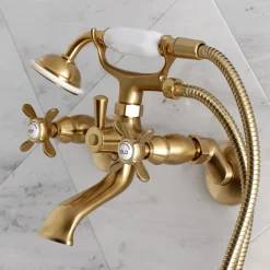 Kingston Brass Essex Wall Mount Clawfoot Tub Filler with Hand Shower
