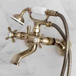 Kingston Brass Essex Wall Mount Clawfoot Tub Filler with Hand Shower